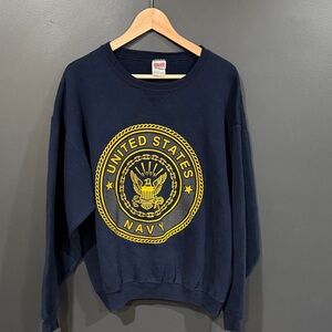 Soffe Navy Blue Crewneck Sweater with Gold Emblem